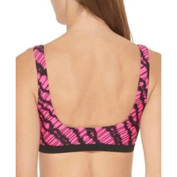 DKNY Women's Printed Square Neck Bikini Top Swimsuit Pink - Picture 2 of 8